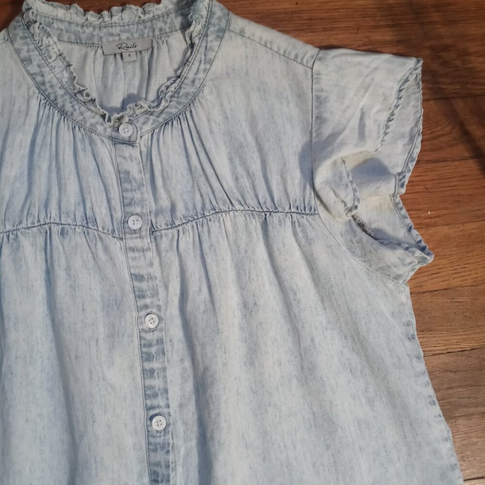 RAILS ruthie button down shirt in light acid wash (S) - Picture 7 of 15